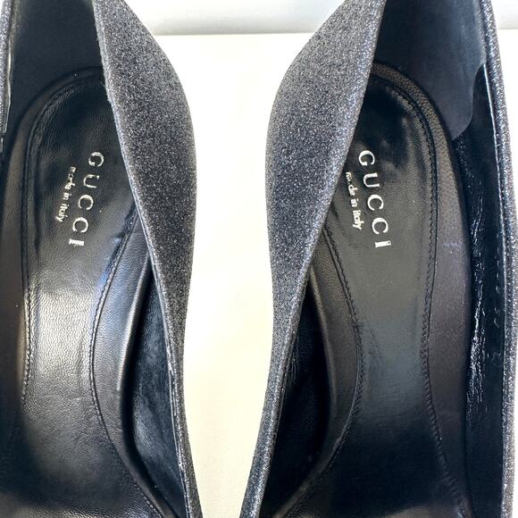 Gucci Shimmer Stardust Horsebit Peep Toe Pumps IT 38 - Picture 7 of 15